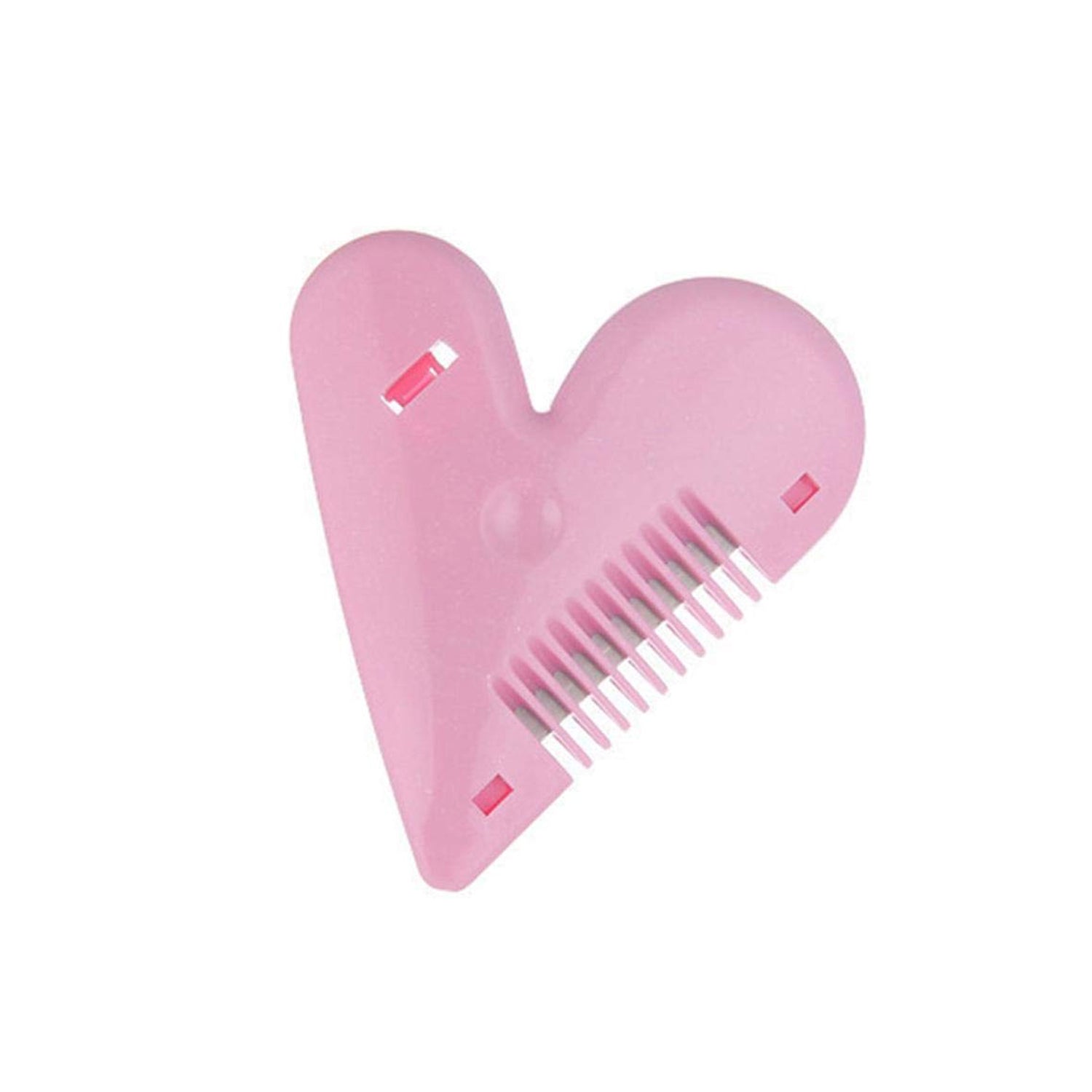 Heart-shaped plastic hair cutting scissors from Wukusy, displayed with card packaging, designed for precise hair trimming and styling.