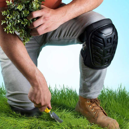 Wukusy heavy-duty work knee pad with shock-resistant shell and adjustable straps, designed for comfort and protection during labor.