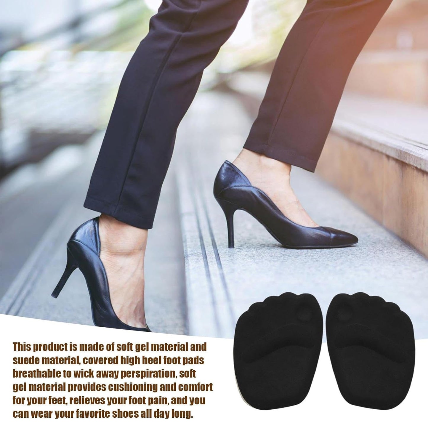 Wukusy high heel shoe cushion inserts with non-slip design and insole pads to prevent calluses, shown in a pair.