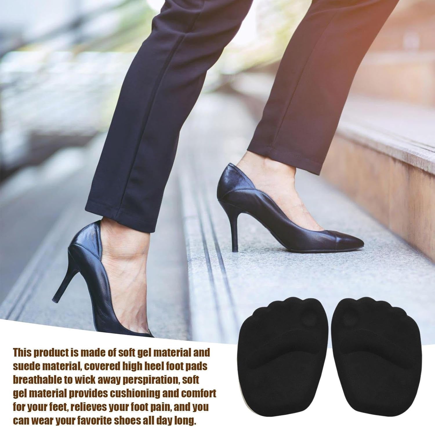 Wukusy high heel shoe cushion inserts with non-slip design and insole pads to prevent calluses, shown in a pair.