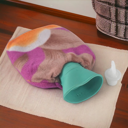 Wukusy hot water bottle bag with cover, mix design, 250ml capacity, for health care and warmth.