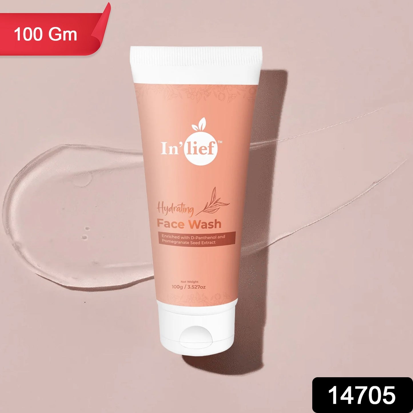 Wukusy Inlief Deep Hydrating Refreshing Face Wash in 100g bottle, showing the product bottle with label and clear liquid inside.