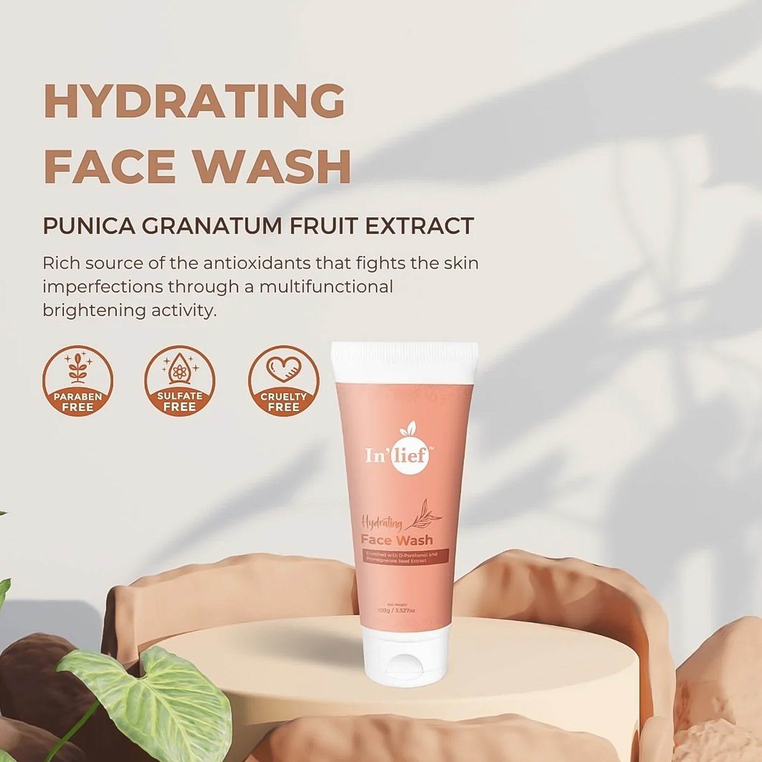 Wukusy Inlief Deep Hydrating Refreshing Face Wash in 100g bottle, designed for deep hydration and skin refreshment.