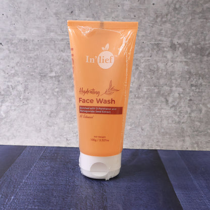 Wukusy Inlief Deep Hydrating Refreshing Face Wash bottle showing the 100g size and clear, hydrating facial cleanser for healthy skin.