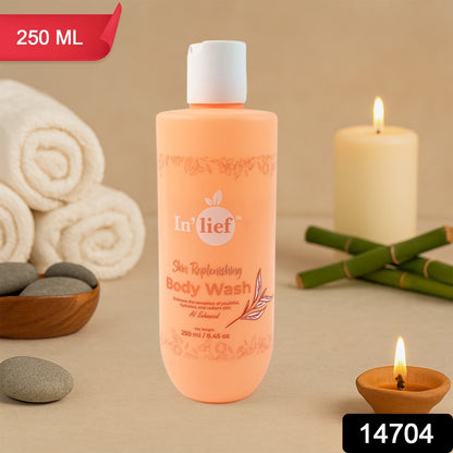 Wukusy Inlief Nourishing Hydrating Skin Replenishing Body Wash in 250ml bottle with creamy texture for gentle cleansing