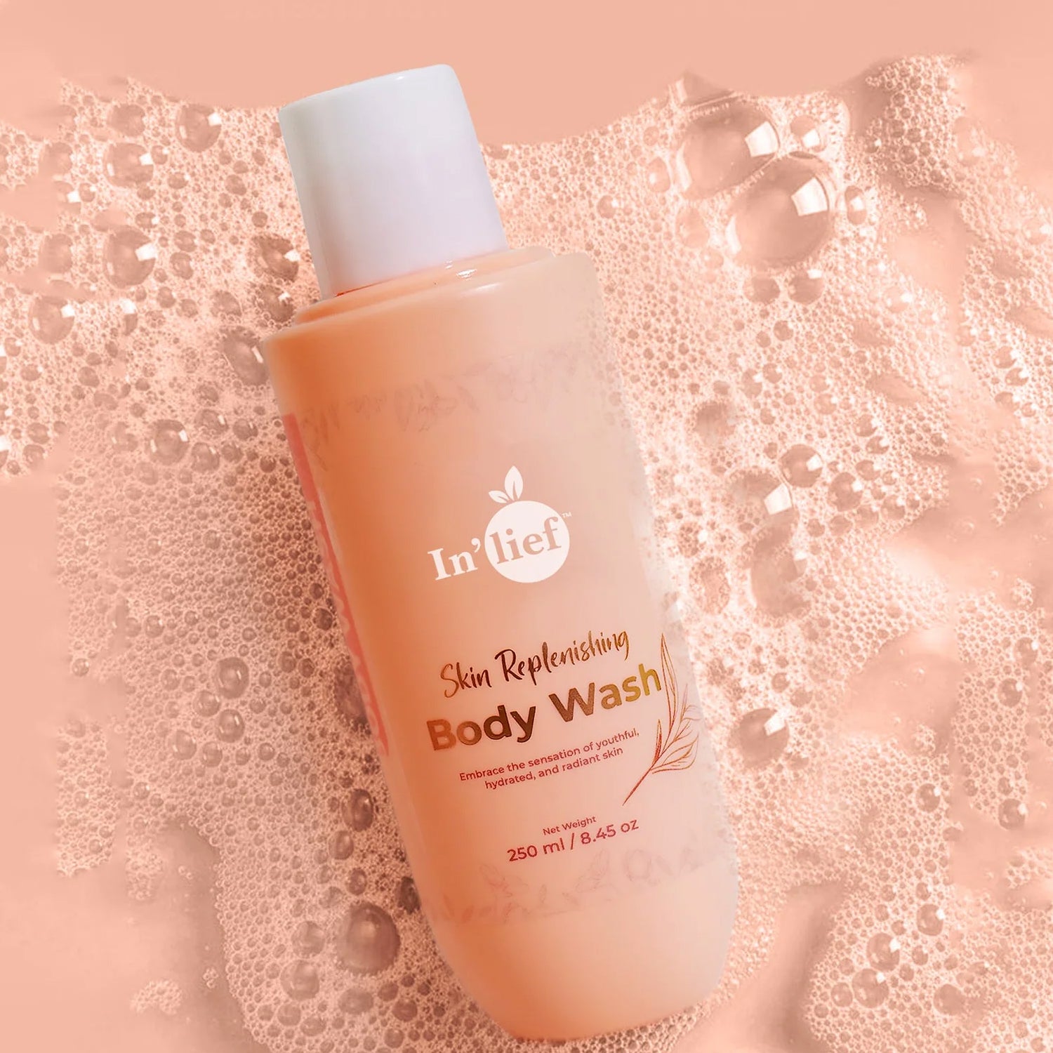 Wukusy Inlief Nourishing Hydrating Skin Replenishing Body Wash in 250ml bottle, gentle health care product for soft, moisturized skin
