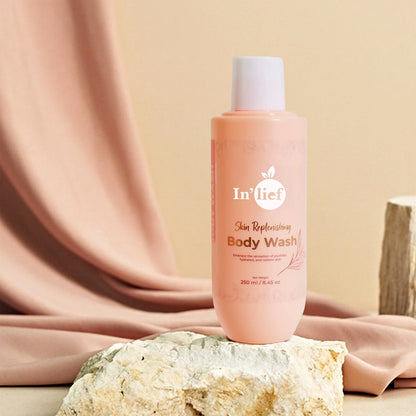 Wukusy Inlief Nourishing Hydrating Body Wash bottle showing label and 250ml size for nourishing skin care.