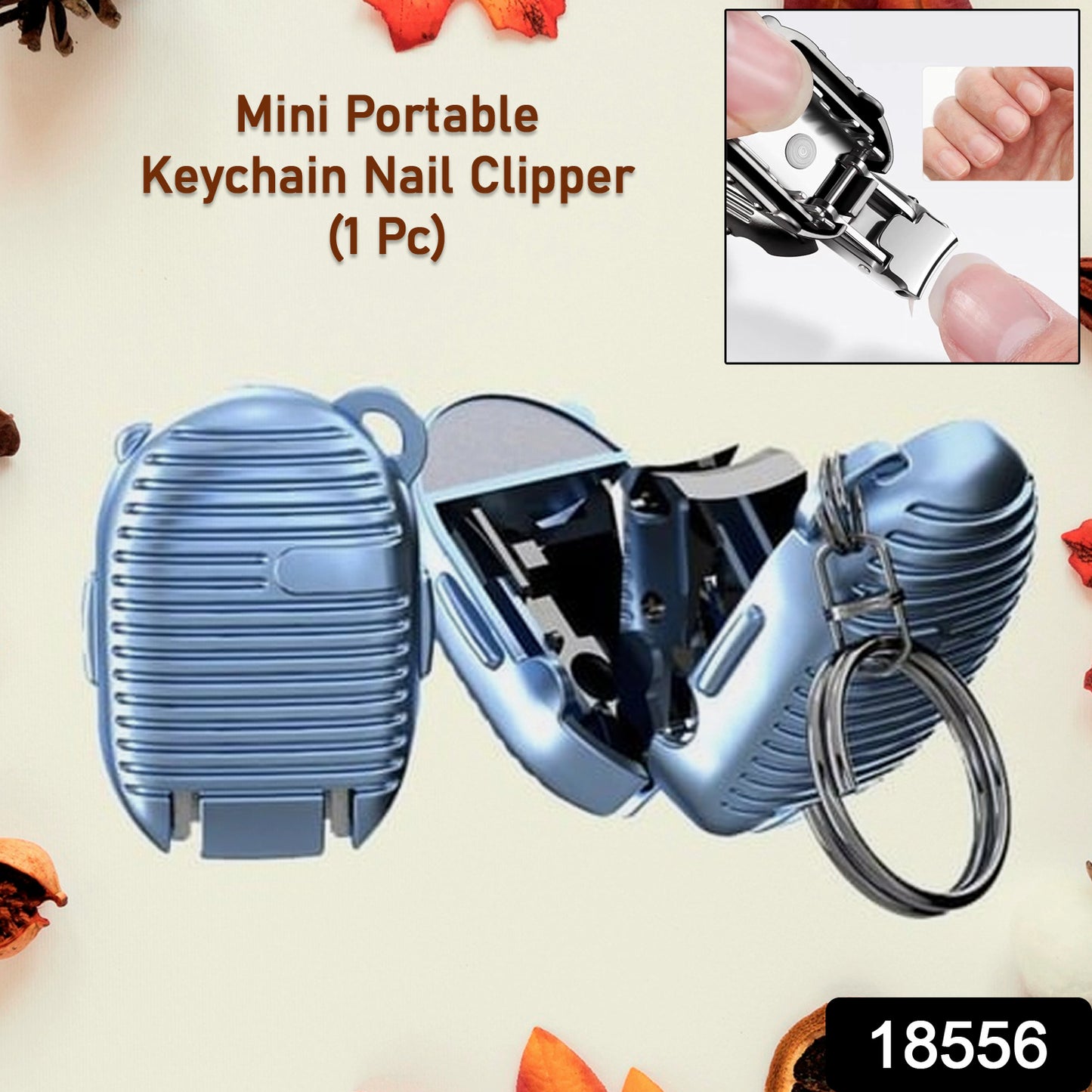 Multicolor Wukusy keychain nail clipper, small and portable nail grooming tool for health care, shown in close-up.