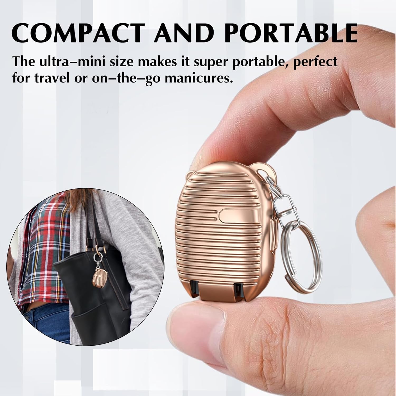 Multicolor Wukusy keychain nail clipper, small and portable nail scissors for personal grooming, shown in close-up.