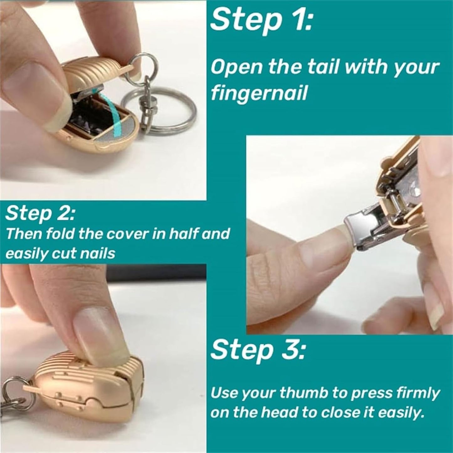 Wukusy multicolor keychain nail clipper, small health care nail cutter with compact design, ideal for on-the-go grooming.