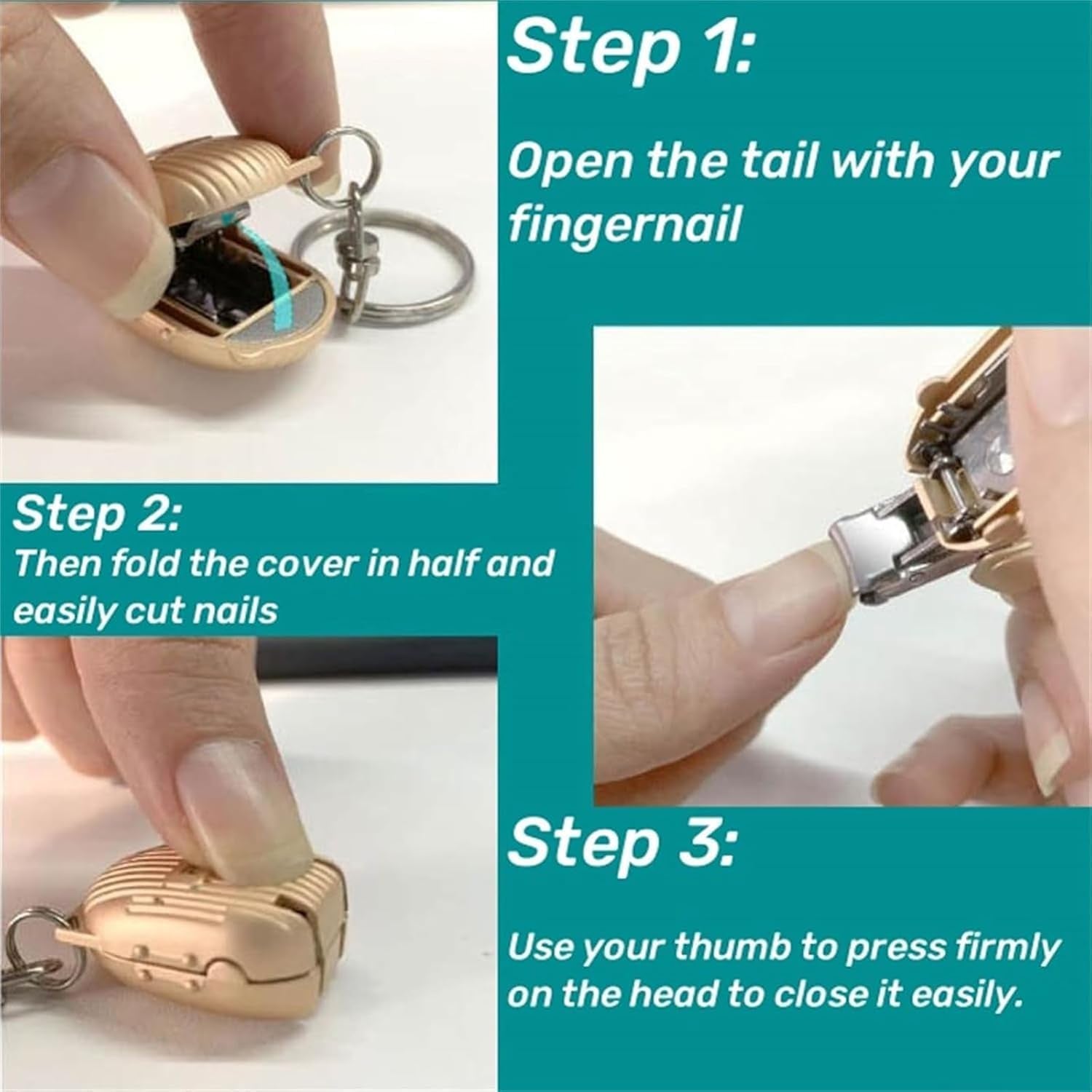 Wukusy multicolor keychain nail clipper, small health care nail cutter with compact design, ideal for on-the-go grooming.