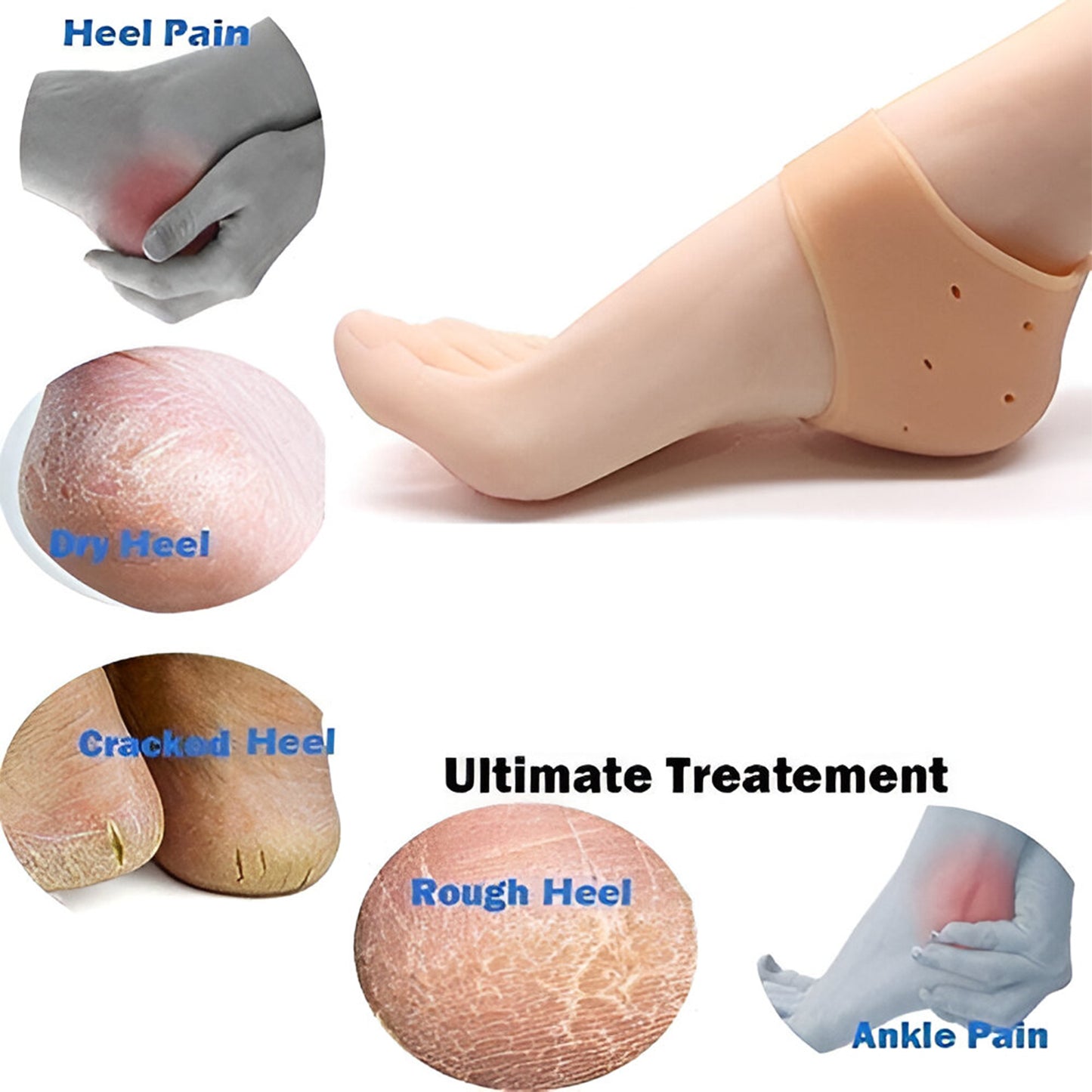 Pair of Wukusy Kid Silicone Heel Protectors for children, designed to prevent heel soreness and provide comfort.
