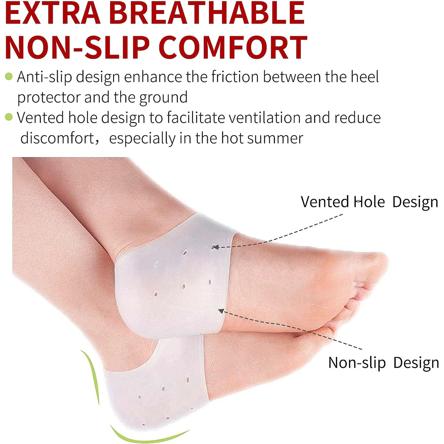 Pair of Wukusy Kid Silicone Heel Protectors for children, soft, flexible medical-grade silicone covers for heel comfort and protection