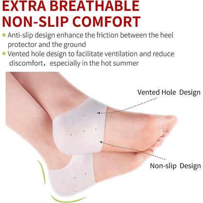 Pair of Wukusy Kid Silicone Heel Protectors for children, soft, flexible medical-grade silicone covers for heel comfort and protection