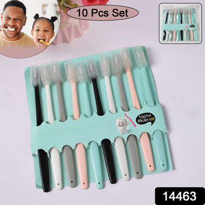 Set of 10 Wukusy ultra-soft bristled kids and adults toothbrushes with protective covers, ideal for gentle oral care.