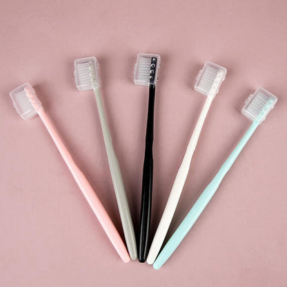 Set of 10 Wukusy kids and adults ultra-soft bristled toothbrushes with protective covers, ideal for gentle daily oral care.