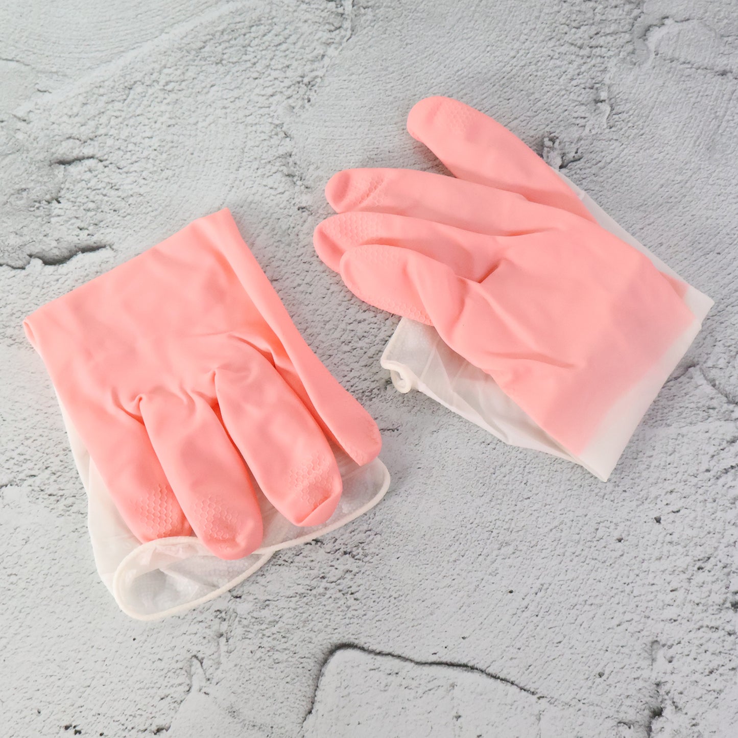 Pair of large reusable household cleaning gloves by Wukusy, durable rubber gloves for effective kitchen and cleaning tasks.