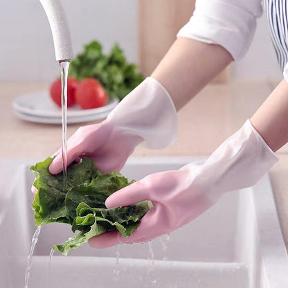 Large size reusable household cleaning gloves by Wukusy, health care, durable rubber gloves for household cleaning tasks, one pair.