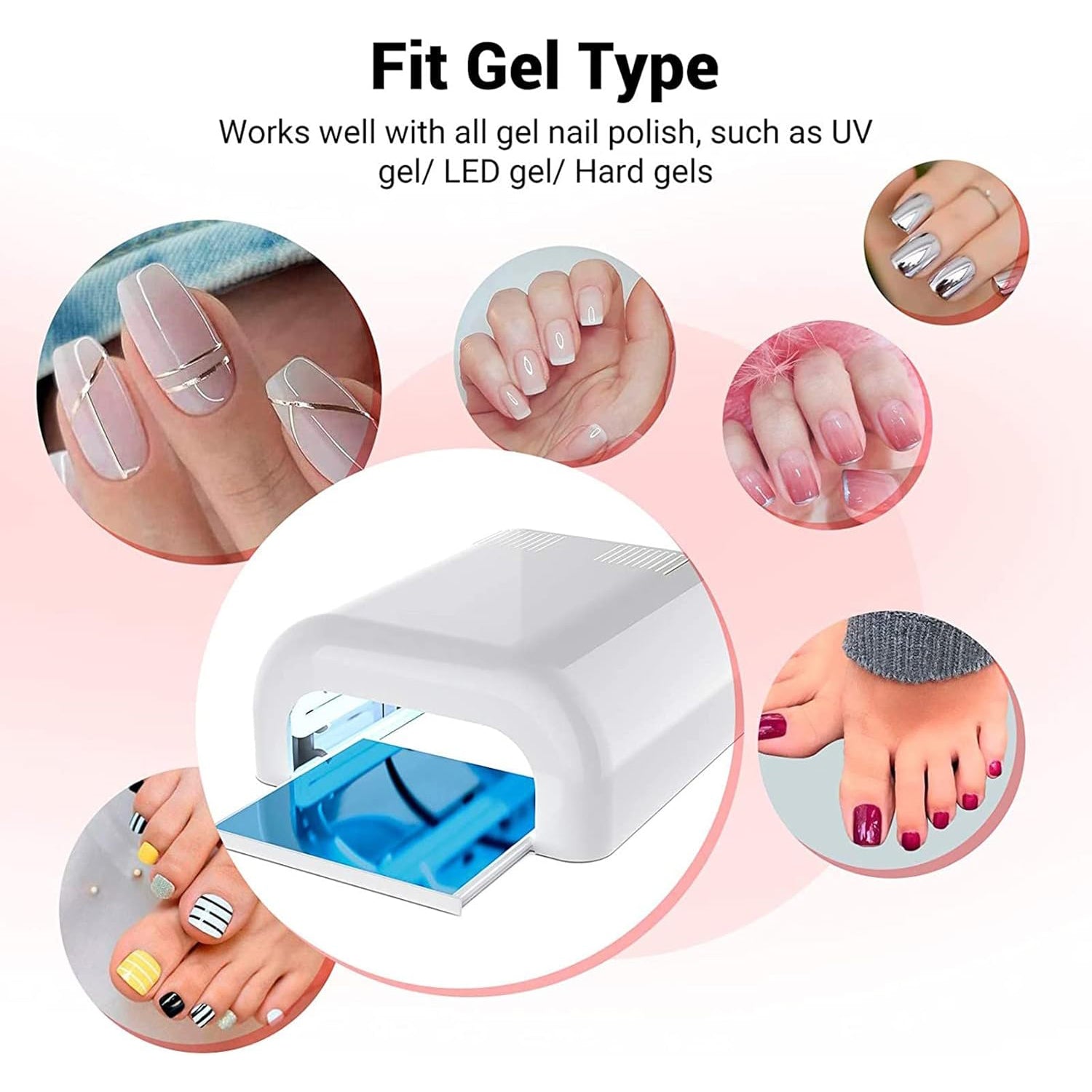 Wukusy LED UV Nail Dryer Lamp for gel nail polish curing, black and pink mix design, compact and lightweight.
