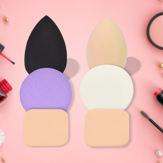 Wukusy Makeup Sponges Set with 6 versatile sponges for liquid, cream, and powder makeup application.