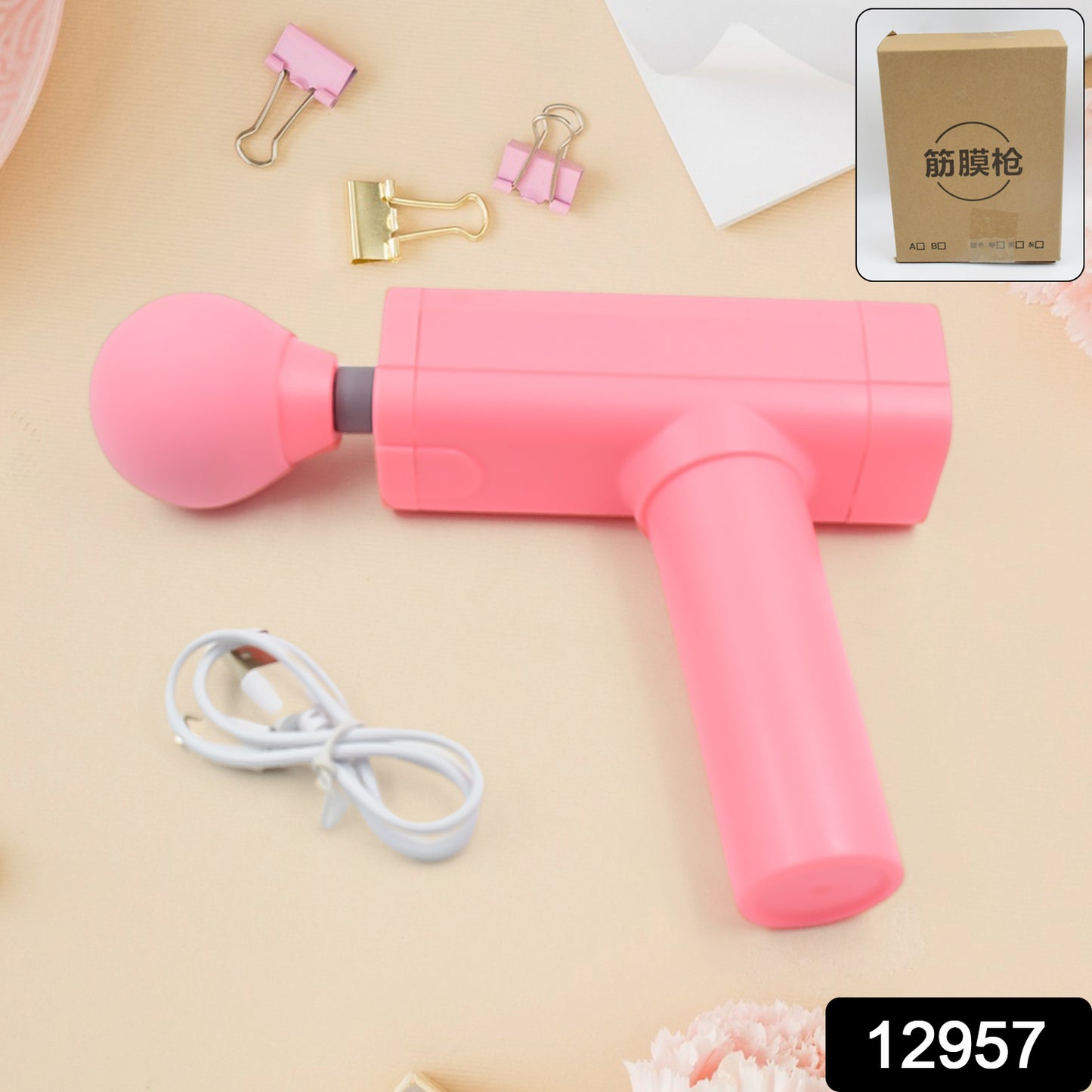 Wukusy deep relax massage gun for muscle relief, portable USB rechargeable health care device with multiple attachments
