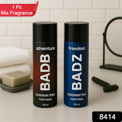 Wukusy men's deodorant body spray in 150ml Adventure Freedom variant, featuring a sleek spray bottle with fresh scent.