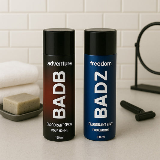 Wukusy men's deodorant body spray, Adventure Freedom variant, 150ml, showcasing the spray bottle with label and cap.