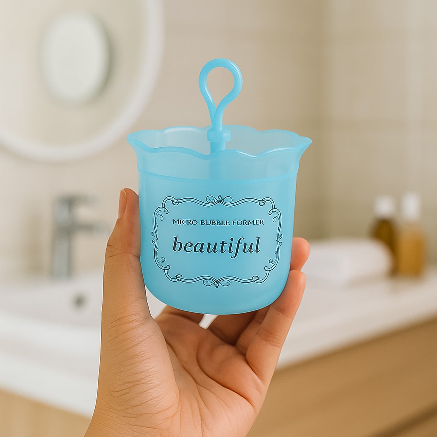Wukusy Micro Bubble Foaming Face Cleanser Cup for gentle skincare and cleansing, shown in a clean, white cup with foam.
