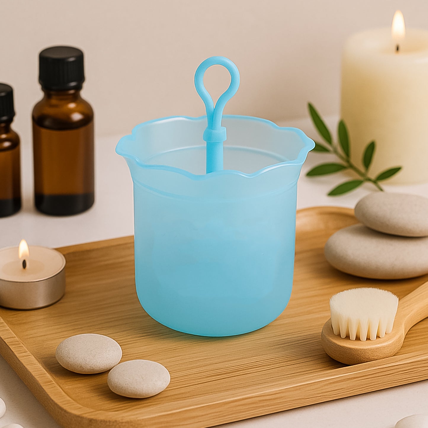 Wukusy Micro Bubble Foaming Face Cleanser Cup for gentle skin cleansing, shown with foam and product details.