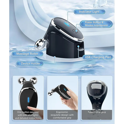Wukusy microcurrent facial device and face massager roller for skin toning and rejuvenation, shown in the image.