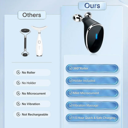Wukusy microcurrent facial device and face massager roller for at-home skin toning and rejuvenation treatment.