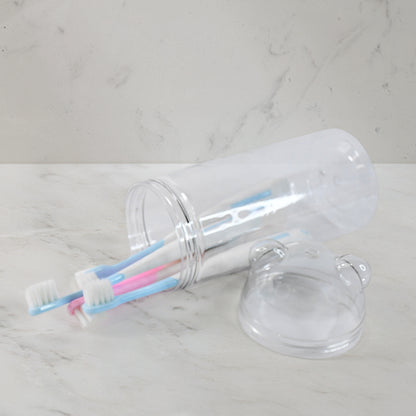 Wukusy travel toothbrush holder with four soft bristle toothbrushes, compact and portable for health care on the go.