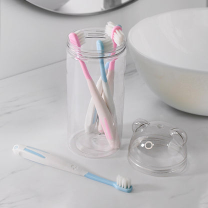 Wukusy travel-friendly toothbrush holder with four soft bristle toothbrushes, compact health care accessory for on-the-go use.