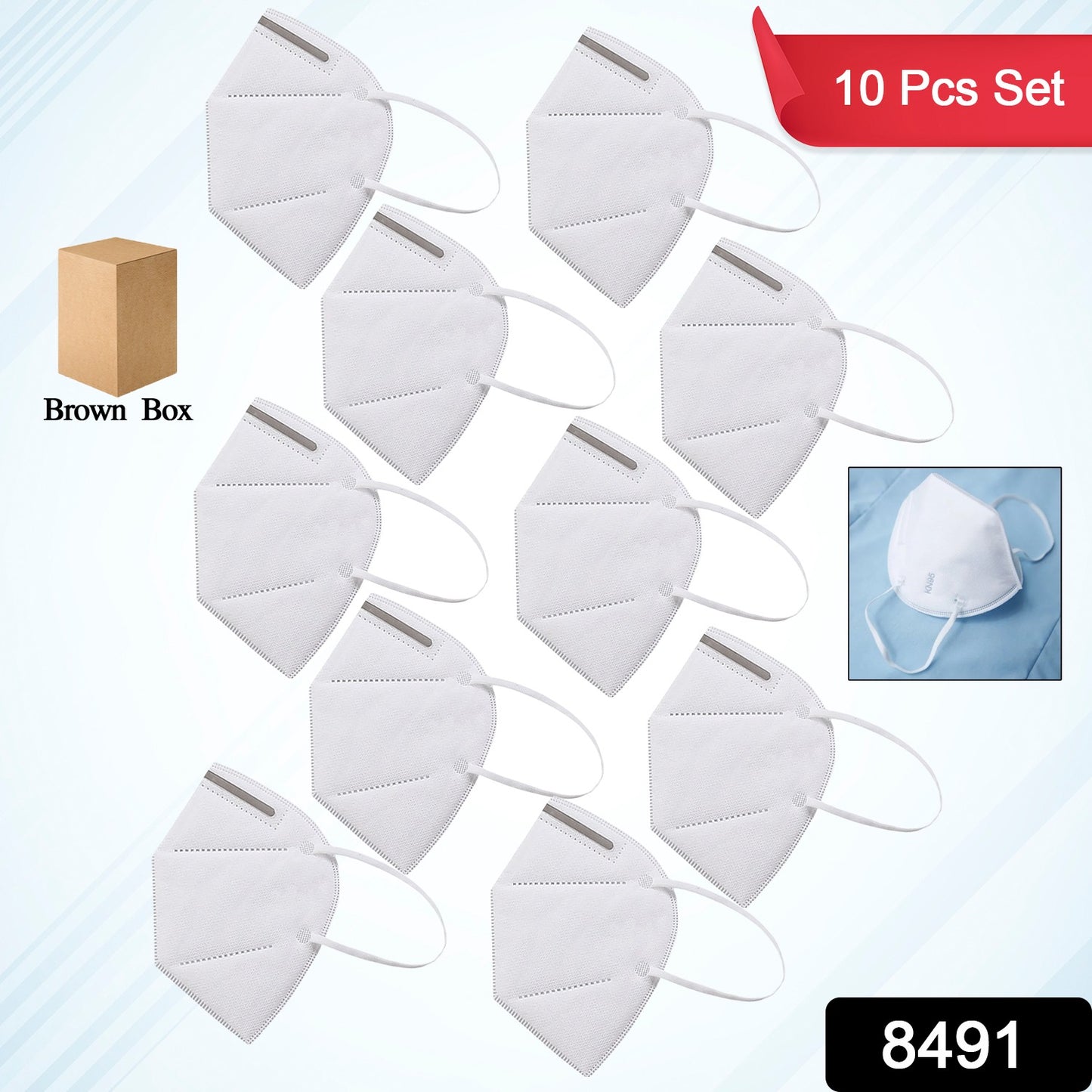 Wukusy N95 anti-pollution virus face masks, 10-pack set, healthcare protective masks with adjustable ear loops and filtration layers