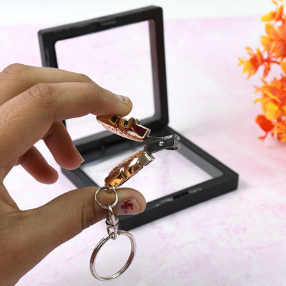Wukusy health care nail clipper keychain with 3D floating frame display case, compact and portable grooming accessory