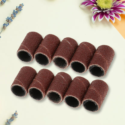 Wukusy nail drill sanding band replacement bits for pedicure tools, set of 10, used for shaping and smoothing nails.