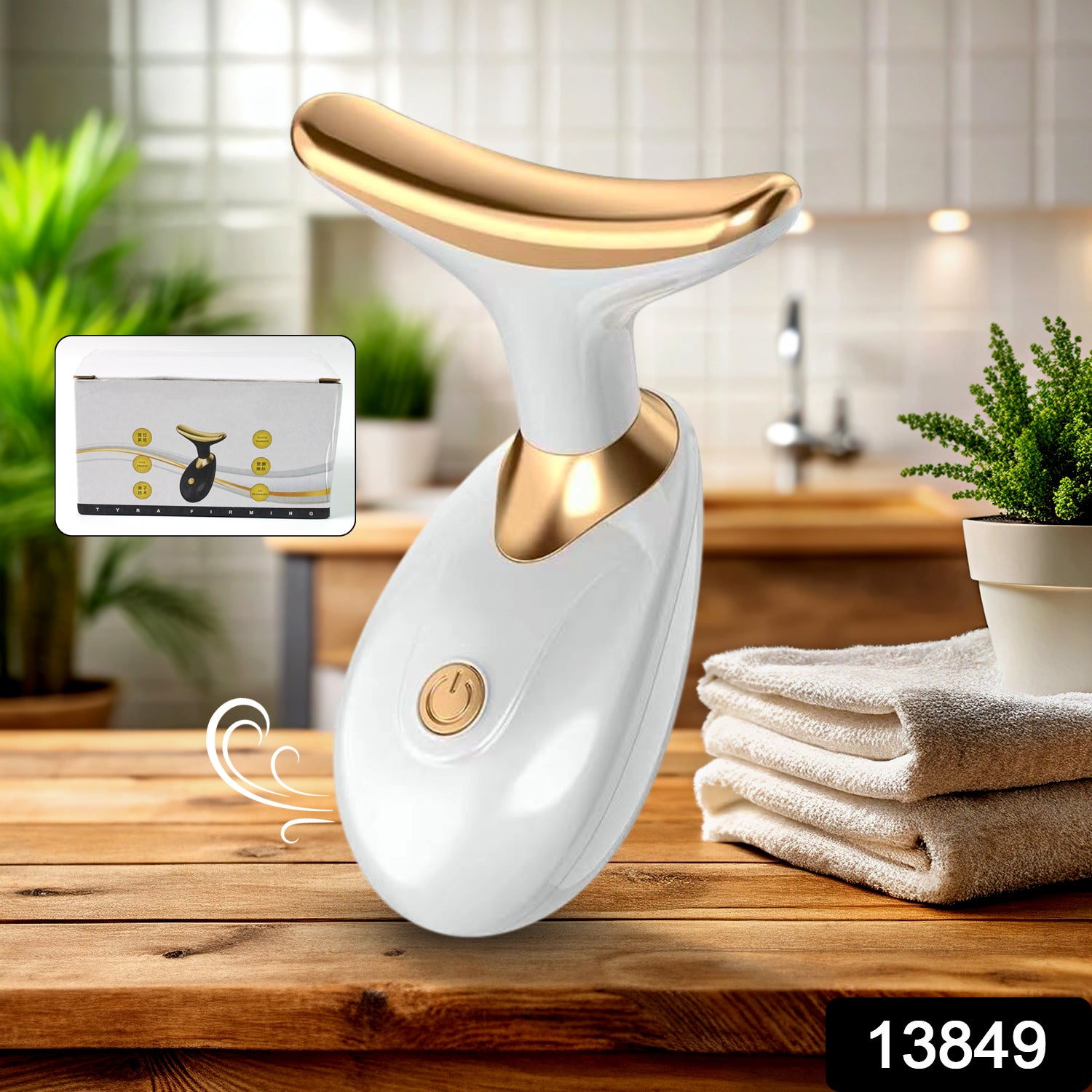 Wukusy neck face massager and wrinkle removal tool for firming skin and reducing neck wrinkles, shown in black.