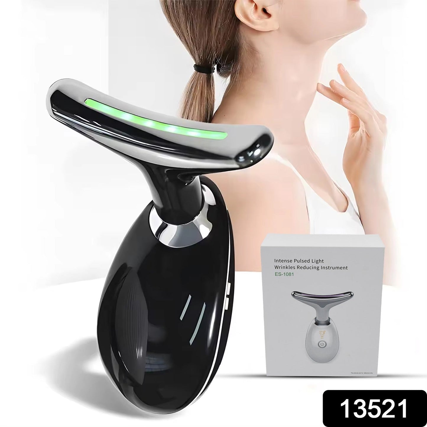Wukusy neck face massager and wrinkle removal tool for firming skin and reducing neck wrinkles, black handheld device.