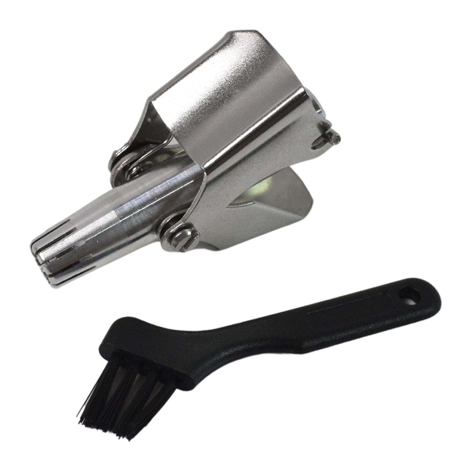 Wukusy stainless steel nose hair clipper with brush and plastic case, compact health care tool for grooming nose hair.