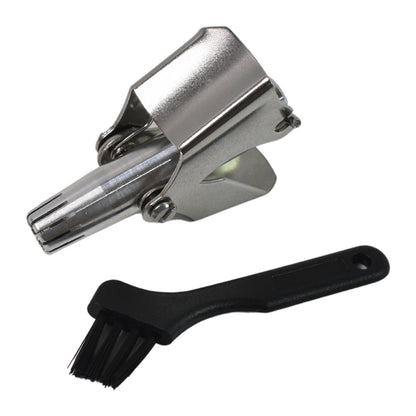 Wukusy stainless steel nose hair clipper with brush and plastic case, compact health care tool for grooming nose hair.