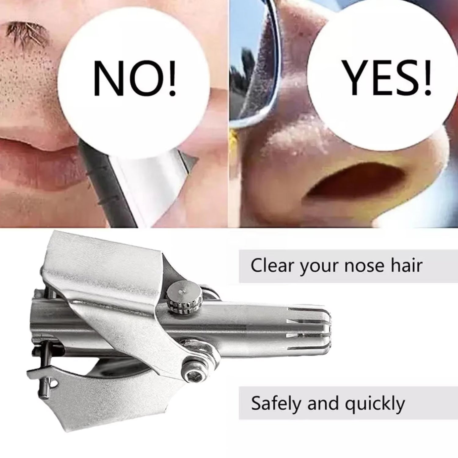 Wukusy stainless steel nose hair clipper with brush and plastic case for safe, precise hair removal in health care grooming.