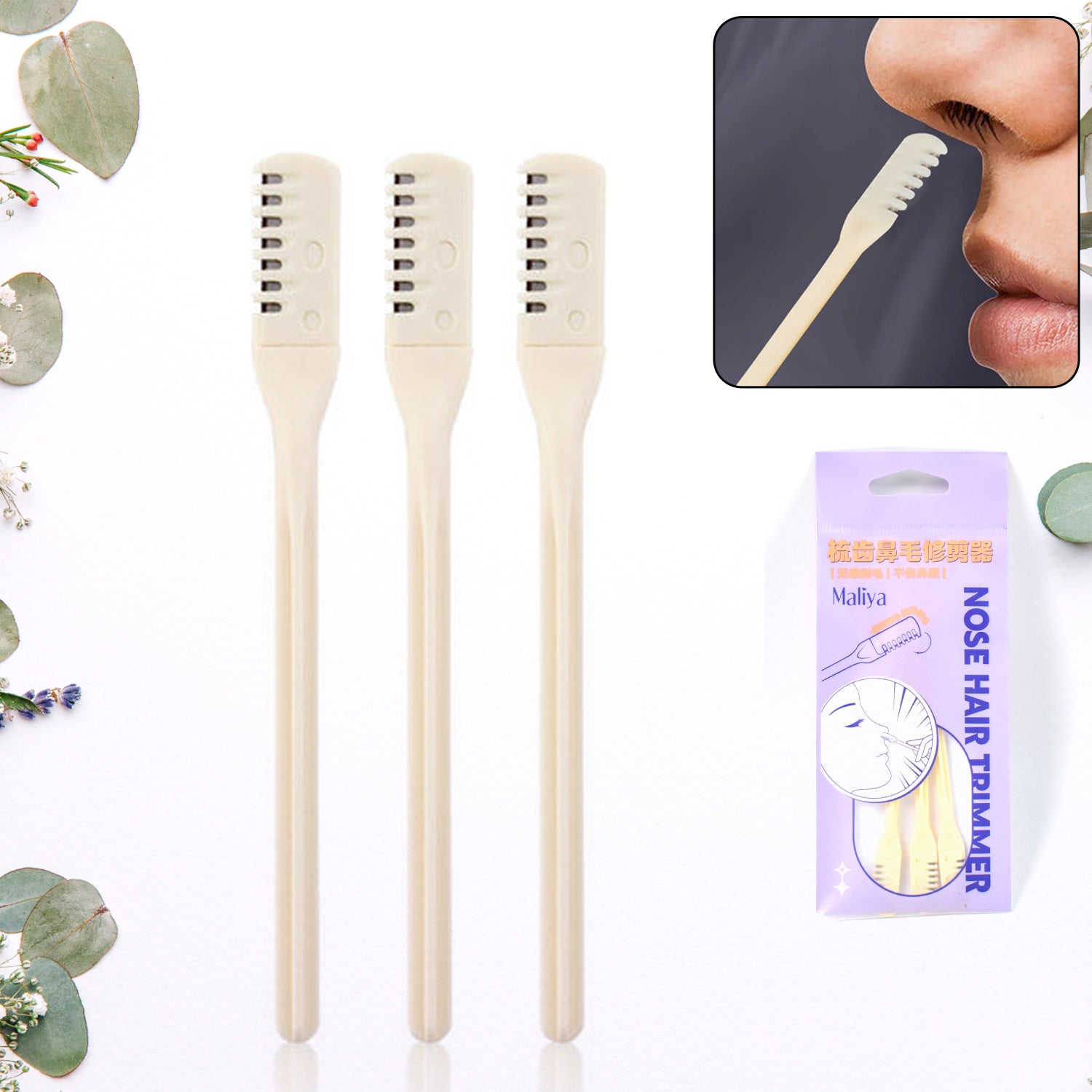 Wukusy nose hair removal trimmer kit with three blades, compact health care grooming set for nose hair grooming.