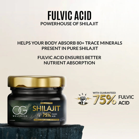 Wukusy Og Wellness Pure Himalayan Shilajit Resin 20g, natural health supplement in a small jar.