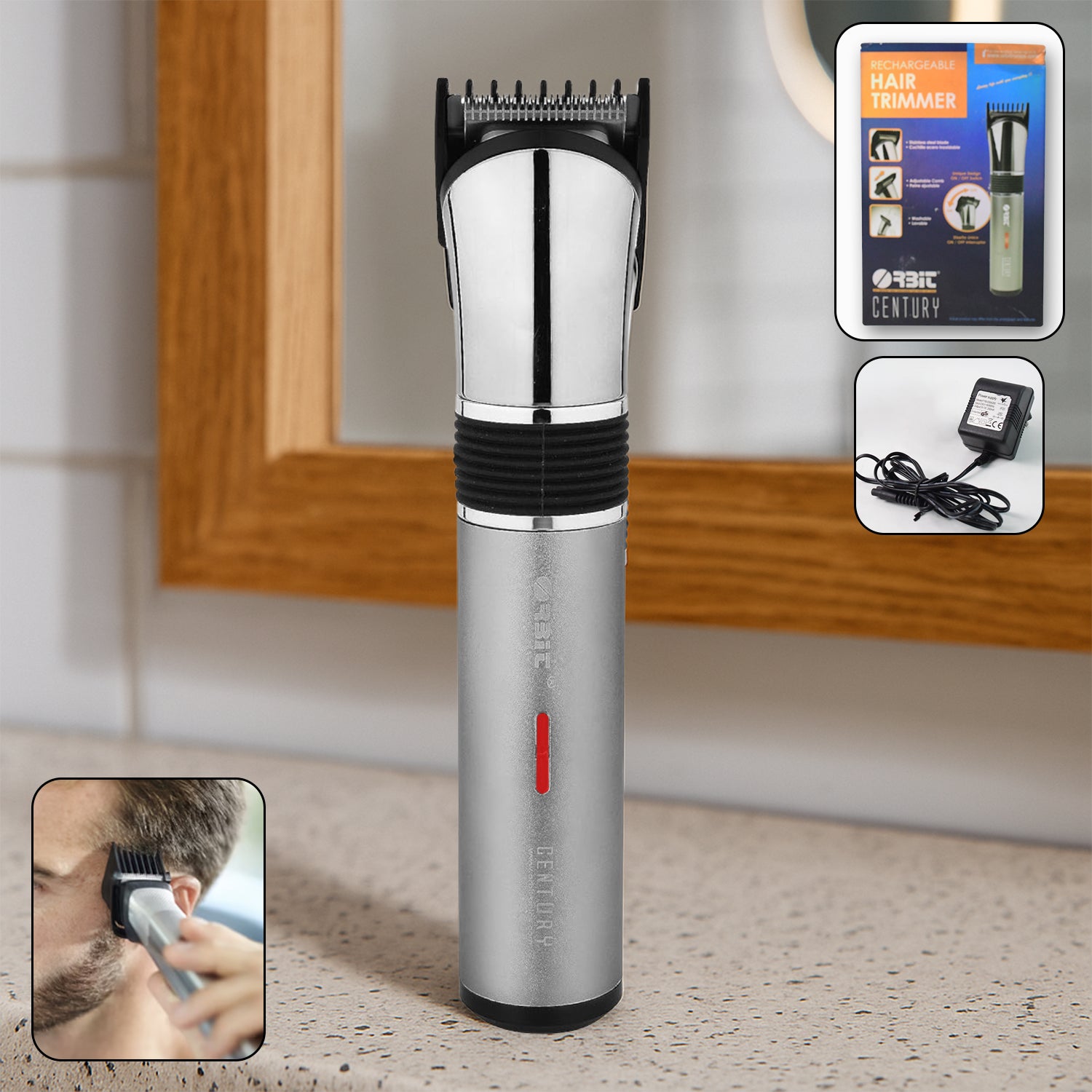 Wukusy Orbit rechargeable hair trimmer for men, health care device with adjustable blades and ergonomic design.