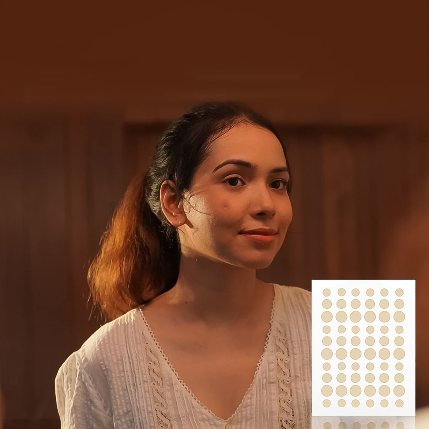 Wukusy pimple patches for face, 2-sheet set, clear skin care treatment with adhesive acne patches on white background.