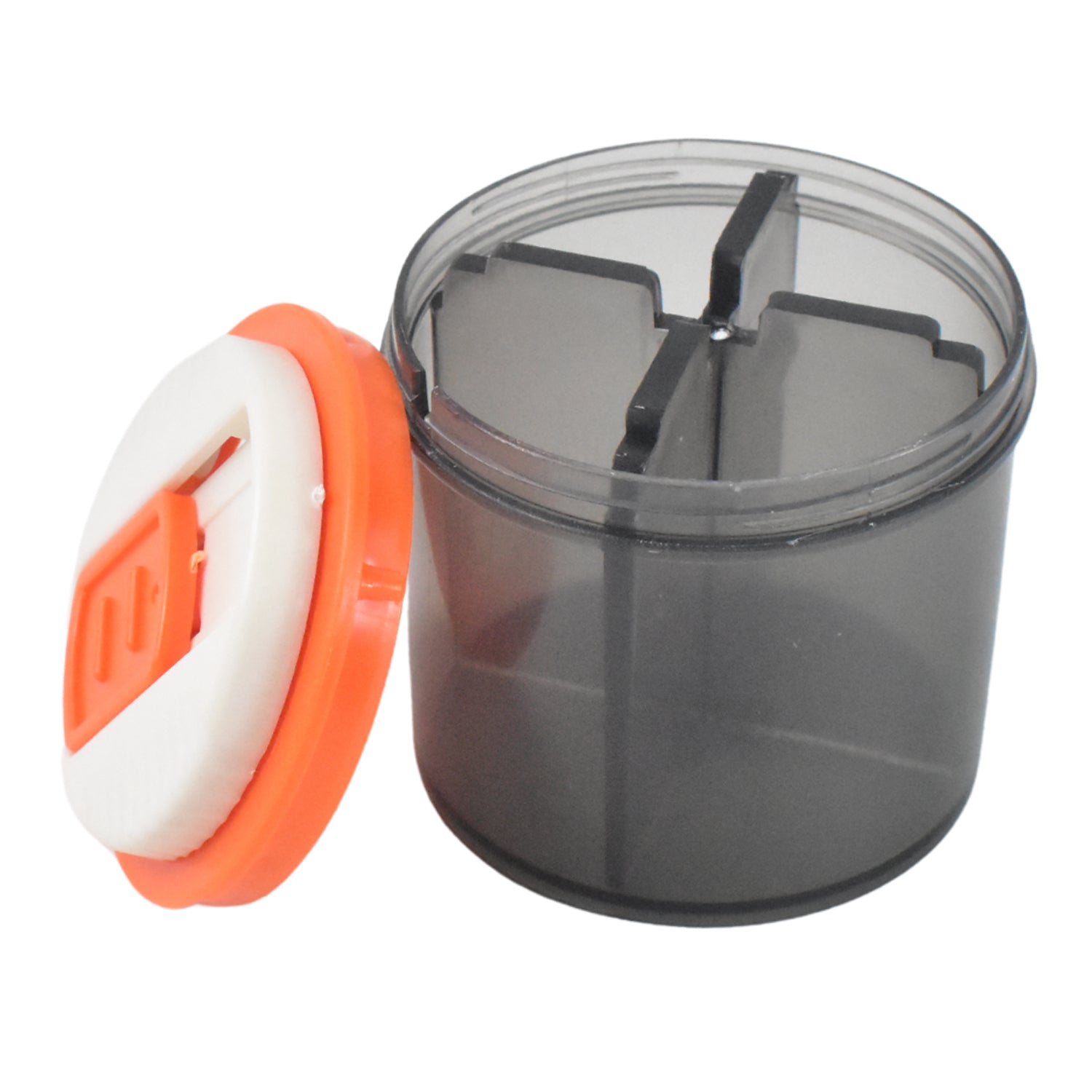 Wukusy plastic 4-section pill box organizer in mixed colors for easy medication storage and organization.
