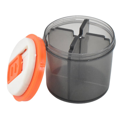 Wukusy plastic 4-section pill box organizer in mixed colors for easy medication storage and organization.