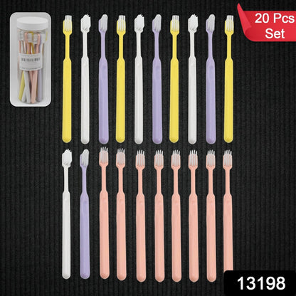 Set of 20 Wukusy plastic toothbrushes with round plastic storage boxes, ideal for travel and oral hygiene.