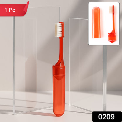 Wukusy portable folding toothbrush with built-in travel case, compact health care tool for travel and everyday use.