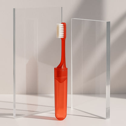Wukusy portable folding toothbrush with built-in travel case, compact health care device for convenient oral hygiene on the go